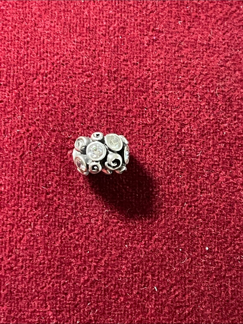 Pandora Sterling Silver Clear Crystal Bead Charm - Silver